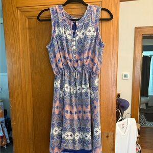 Lucky Brand Floral Ornate Waist Tie Dress